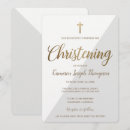 Search for grey christening invitations Gold cross