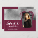 Search for burgundy and silver birthday invitations Modern