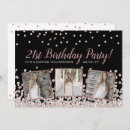 Search for black rose gold 21st birthday invitations Glam
