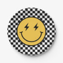 Search for black and white checkered paper plates Boy birthday