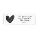 Search for black and white heart return address labels Script