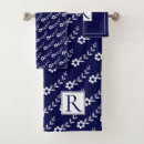 Search for navy blue flowers bath towels Monogrammed