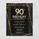 Search for gold 90th birthday invitations Black and gold