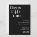 Search for black silver 40th birthday invitations Cheers to 40 years