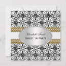 Search for damask sweet 16 invitations Black and white