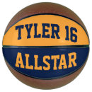Search for blue and gold basketballs Jersey number