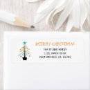 Search for retro mid century modern return address labels Christmas tree