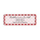 Search for red white check return address labels Geometric