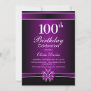 Search for 100th celebration birthday invitations Purple