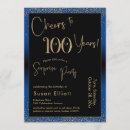 Search for 100 years birthday invitations Gold glitter