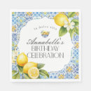 Search for blue tile napkins Mediterranean lemon