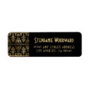 Search for black gold floral return address labels Chic