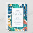 Search for tropical leaves baby shower invitations Blue
