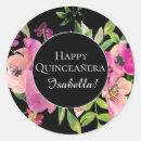 Search for flower happy birthday stickers Black