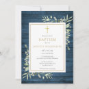 Search for rustic greenery christening invitations Gold cross