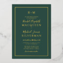 Search for hunter green and gold invitations Real gold foil