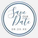 Search for blue save the date stickers Blue and white