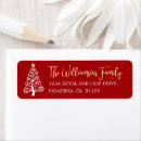 Search for whimsical tree return address labels Red