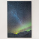 Search for stars in the night sky puzzles Aurora borealis