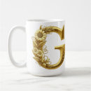 Search for monogrammed letter g mugs Gold monogram