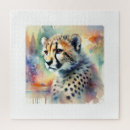 Search for cheetah puzzles Watercolor