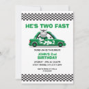 Search for green race car invitations Chequered flag