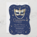 Search for navy blue masquerade party invitations Elegant