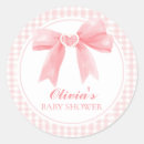 Search for pink gingham baby shower stickers Thank you