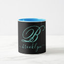 Search for black and teal mugs Monogrammed