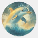 Search for dolphins jumping stickers Blue