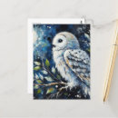 Search for owl on a branch postcards White