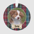 Search for red and green plaid christmas tree decorations Dog bone
