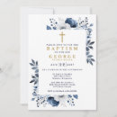 Search for navy blue christening invitations Watercolor floral