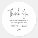 Search for handwritten script wedding stickers Thank you