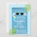Search for retro pool party invitations Blue