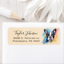 Search for boston terrier return address labels Watercolor
