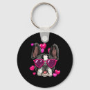 Search for love french bulldog key rings Heart