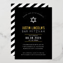 Search for black white bar bat mitzvah invitations Typography