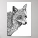 Search for black and white fox posters Drawing