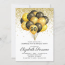 Search for surprise 90th birthday invitations Black and gold