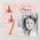 Search for unicorn 7th birthday invitations Princess