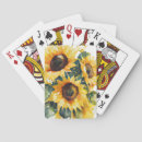 Search for yellow sunflowers playing cards Watercolor