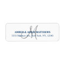 Search for monogram return address labels weddings Navy blue