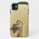 Search for footprints in the sand iphone cases Coast