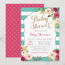 Search for pink and teal baby shower invitations Watercolor flowers