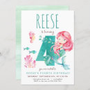 Search for mermaid 4th birthday invitations Under the sea birthday