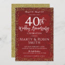 Search for ruby red and gold invitations 40th anniversary
