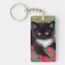 Search for tuxedo rectangular key rings Black and white cat