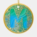 Search for flower monogram christmas tree decorations Gold