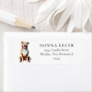 Search for bull dog return address labels Watercolor